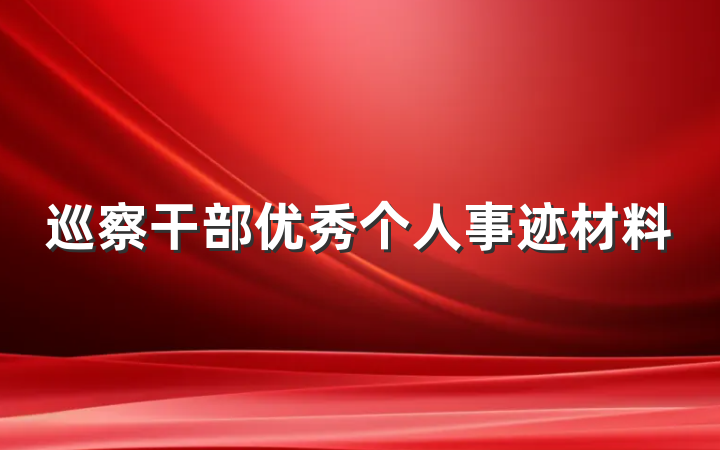 巡察干部优秀个人事迹材料