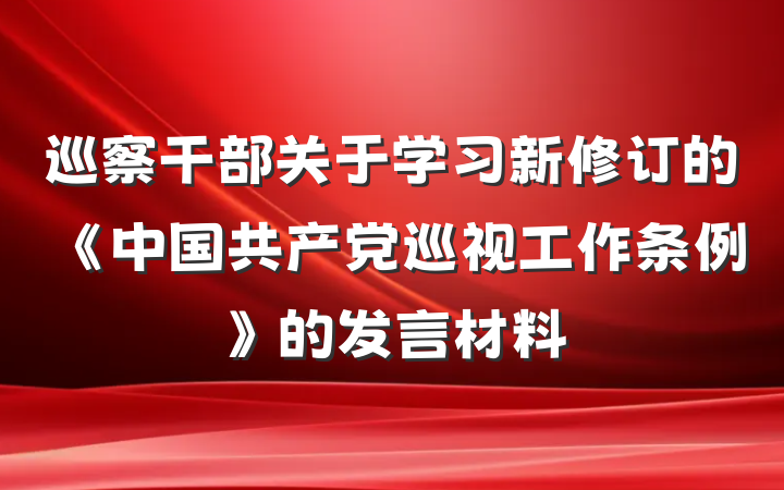巡察干部关于学习新修订的《中国共产党巡视工作条例》的发言材料
