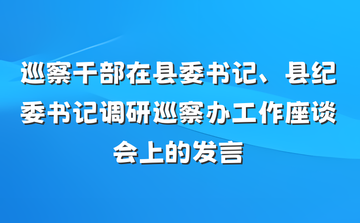巡察干部在县委书记、县纪委书记调研巡察办工作座谈会上的发言