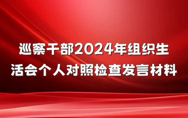 巡察干部2024年组织生活会个人对照检查发言材料
