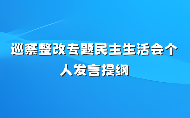 巡察整改专题民主生活会个人发言提纲