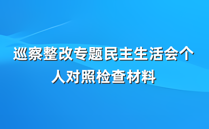 巡察整改专题民主生活会个人对照检查材料
