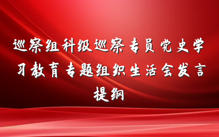 巡察组科级巡察专员党史学习教育专题组织生活会发言提纲