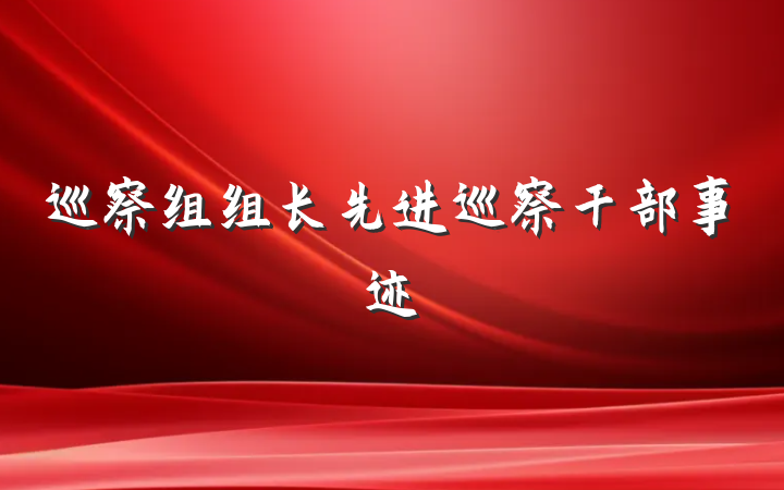 巡察组组长先进巡察干部事迹