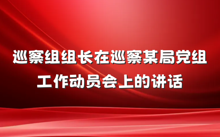 巡察组组长在巡察某局党组工作动员会上的讲话