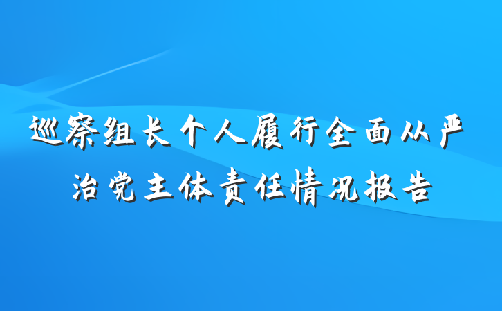 巡察组长个人履行全面从严治党主体责任情况报告