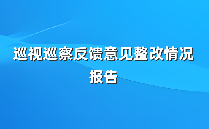 巡视巡察反馈意见整改情况报告