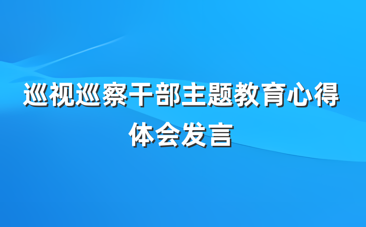 巡视巡察干部主题教育心得体会发言