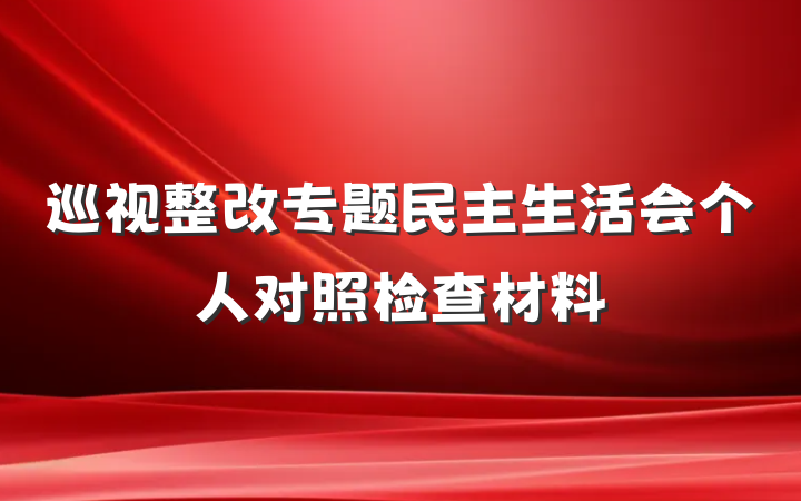 巡视整改专题民主生活会个人对照检查材料
