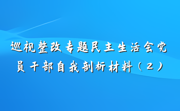 巡视整改专题民主生活会党员干部自我剖析材料（2）