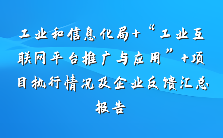 工业和信息化局 “工业互联网平台推广与应用” 项目执行情况及企业反馈汇总报告