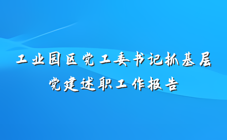工业园区党工委书记抓基层党建述职工作报告