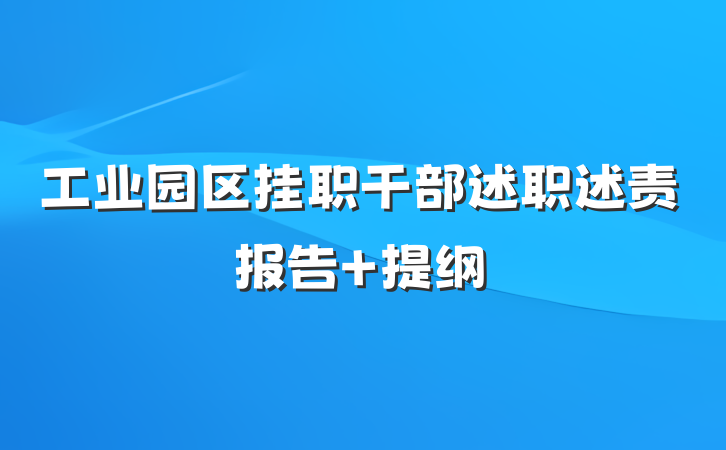 工业园区挂职干部述职述责报告 提纲