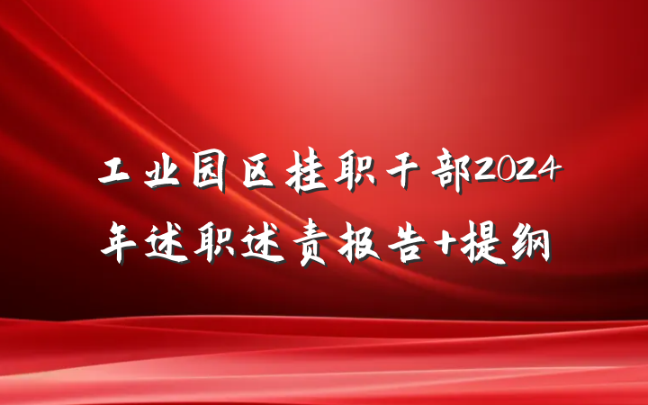 工业园区挂职干部2024年述职述责报告 提纲