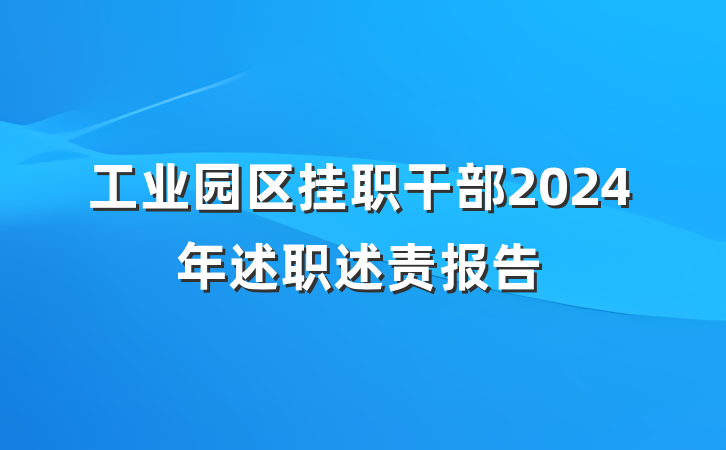 工业园区挂职干部2024年述职述责报告