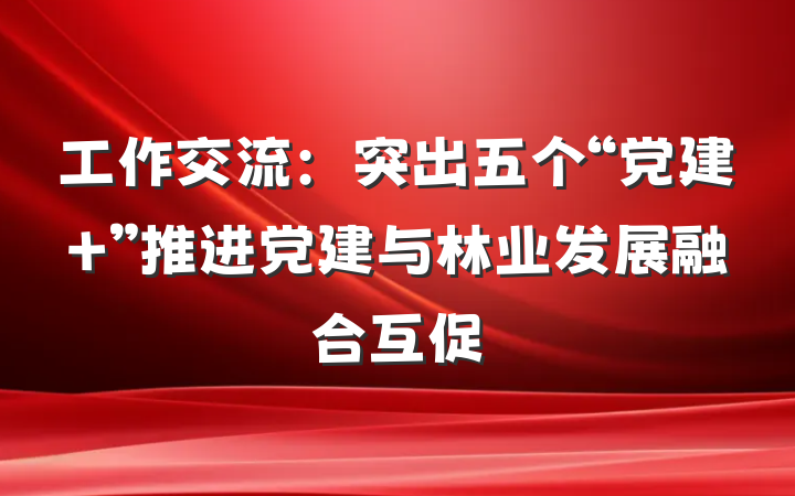 工作交流：突出五个“党建＋”推进党建与林业发展融合互促