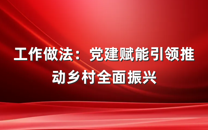 工作做法：党建赋能引领推动乡村全面振兴