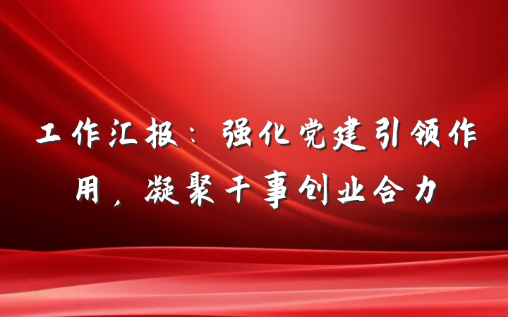 工作汇报：强化党建引领作用，凝聚干事创业合力