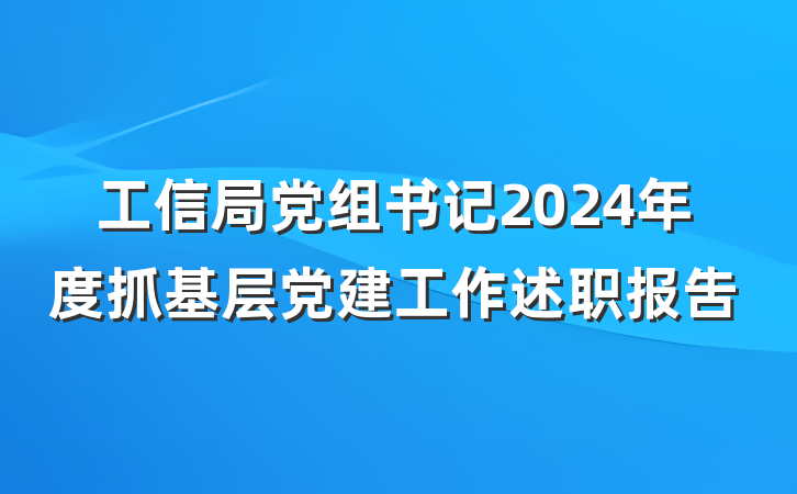 工信局党组书记2024年度抓基层党建工作述职报吿