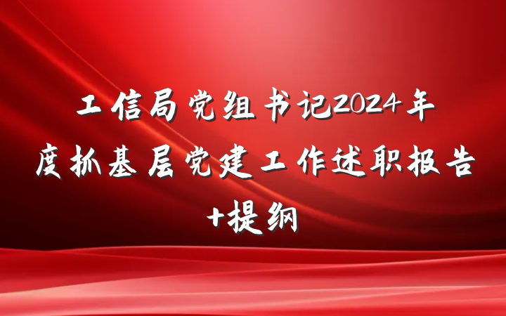 工信局党组书记2024年度抓基层党建工作述职报告 提纲