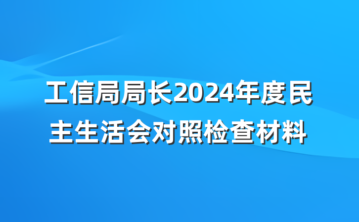 工信局局长2024年度民主生活会对照检查材料