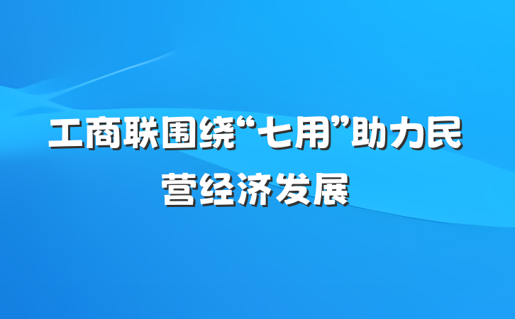 工商联围绕“七用”助力民营经济发展