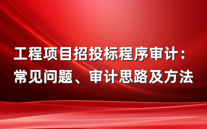 工程项目招投标程序审计：常见问题、审计思路及方法