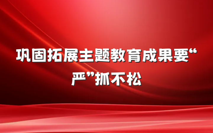 巩固拓展主题教育成果要“严”抓不松