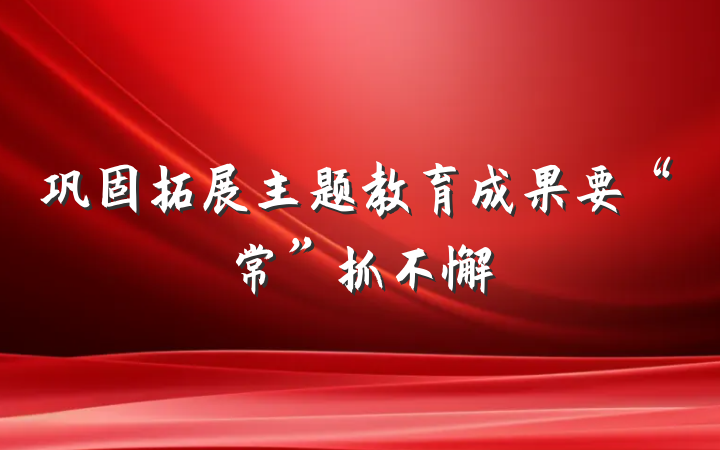 巩固拓展主题教育成果要“常”抓不懈