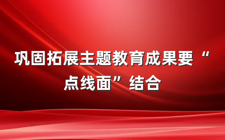 巩固拓展主题教育成果要“点线面”结合