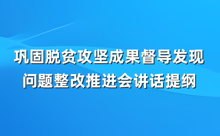 巩固脱贫攻坚成果督导发现问题整改推进会讲话提纲