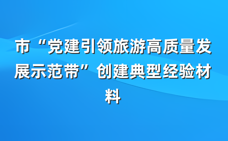 市“党建引领旅游高质量发展示范带”创建典型经验材料