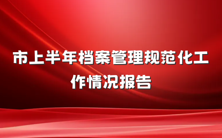 市上半年档案管理规范化工作情况报告