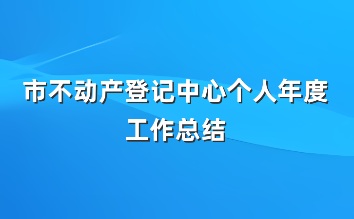 市不动产登记中心个人年度工作总结