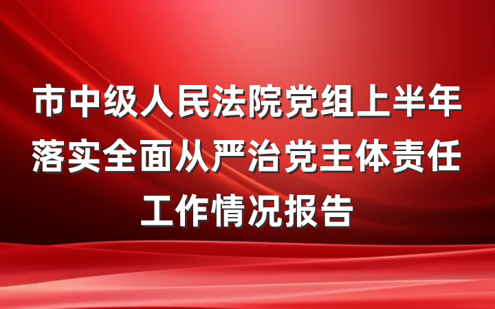 市中级人民法院党组上半年落实全面从严治党主体责任工作情况报告