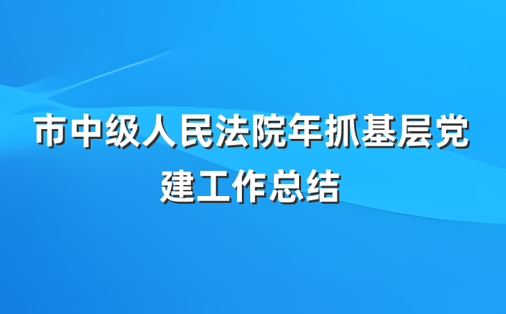 市中级人民法院年抓基层党建工作总结