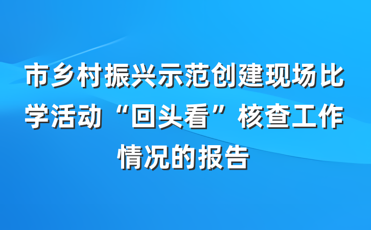 市乡村振兴示范创建现场比学活动“回头看”核查工作情况的报告