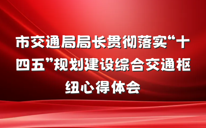 市交通局局长贯彻落实“十四五”规划建设综合交通枢纽心得体会