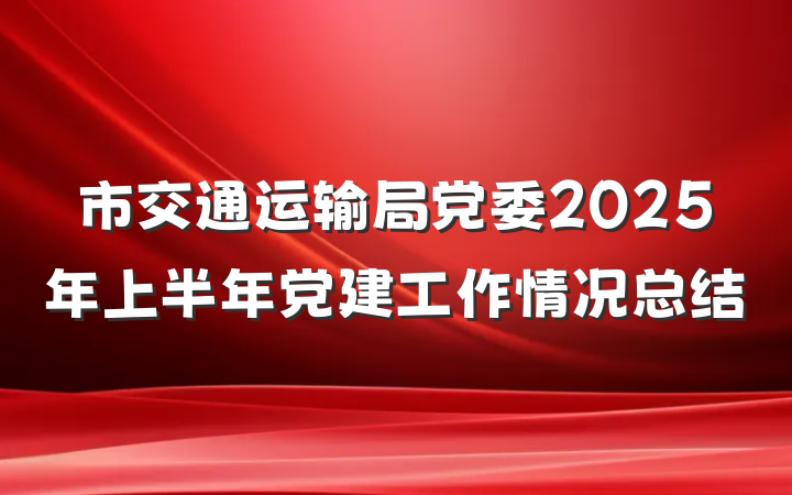 市交通运输局党委2025年上半年党建工作情况总结