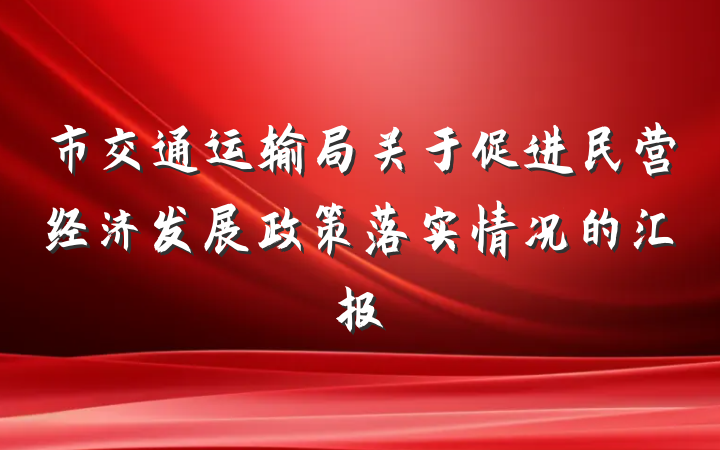 市交通运输局关于促进民营经济发展政策落实情况的汇报