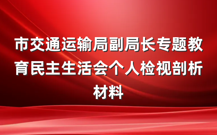 市交通运输局副局长专题教育民主生活会个人检视剖析材料