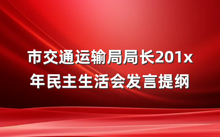 市交通运输局局长201x年民主生活会发言提纲