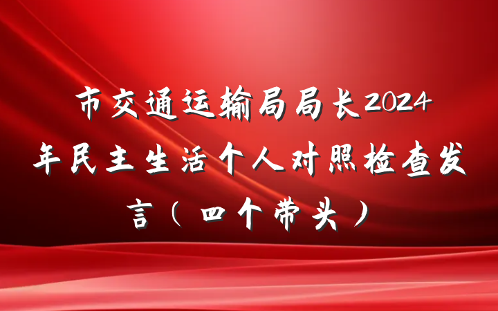 市交通运输局局长2024年民主生活个人对照检查发言（四个带头）
