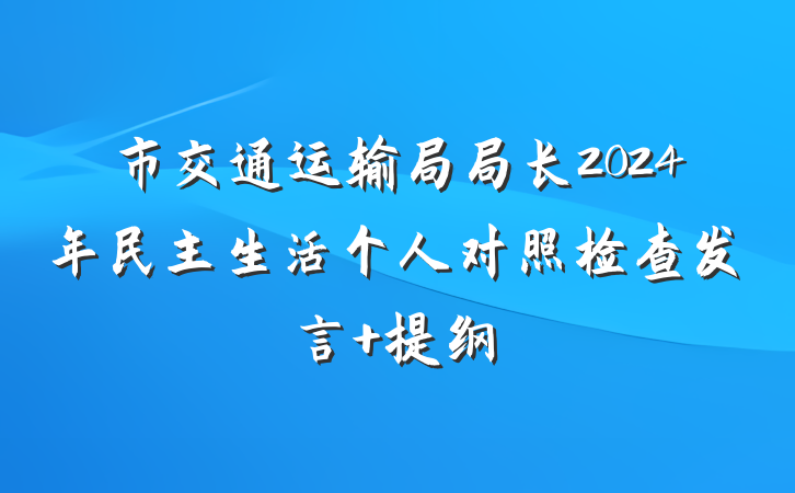 市交通运输局局长2024年民主生活个人对照检查发言 提纲