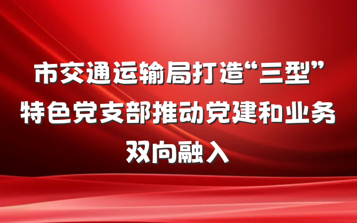市交通运输局打造“三型”特色党支部推动党建和业务双向融入