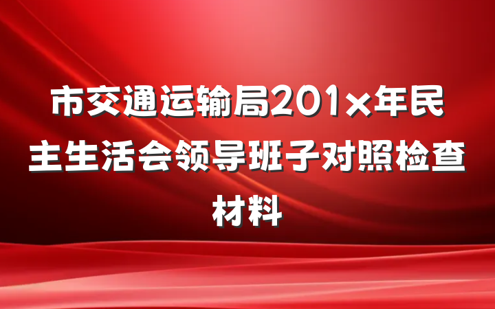 市交通运输局201x年民主生活会领导班子对照检查材料
