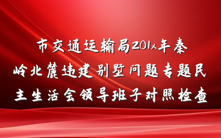 市交通运输局201x年秦岭北麓违建别墅问题专题民主生活会领导班子对照检查