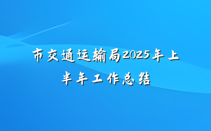 市交通运输局2025年上半年工作总结