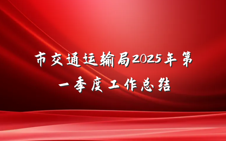 市交通运输局2025年第一季度工作总结