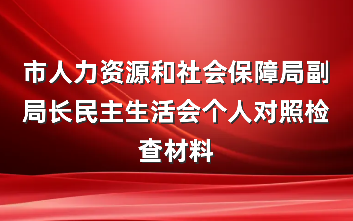 市人力资源和社会保障局副局长民主生活会个人对照检查材料